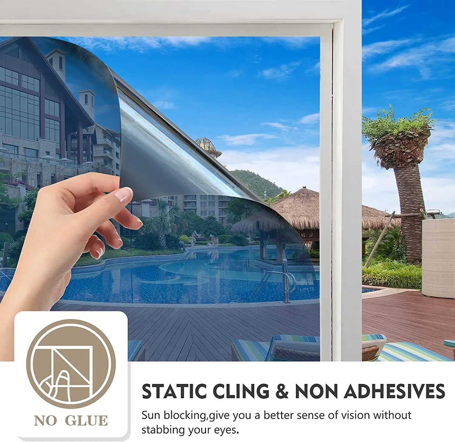 Pellicola Privacy per Finestre — Anti UV, Controllo Calore, Effetto Specchio per Casa e Ufficio