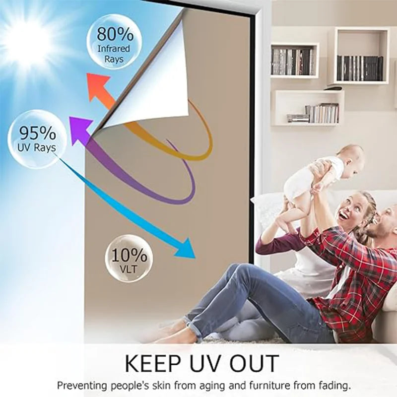Pellicola Privacy Autoadesiva per Finestre — Effetto Specchio, Anti UV, Casa e Ufficio